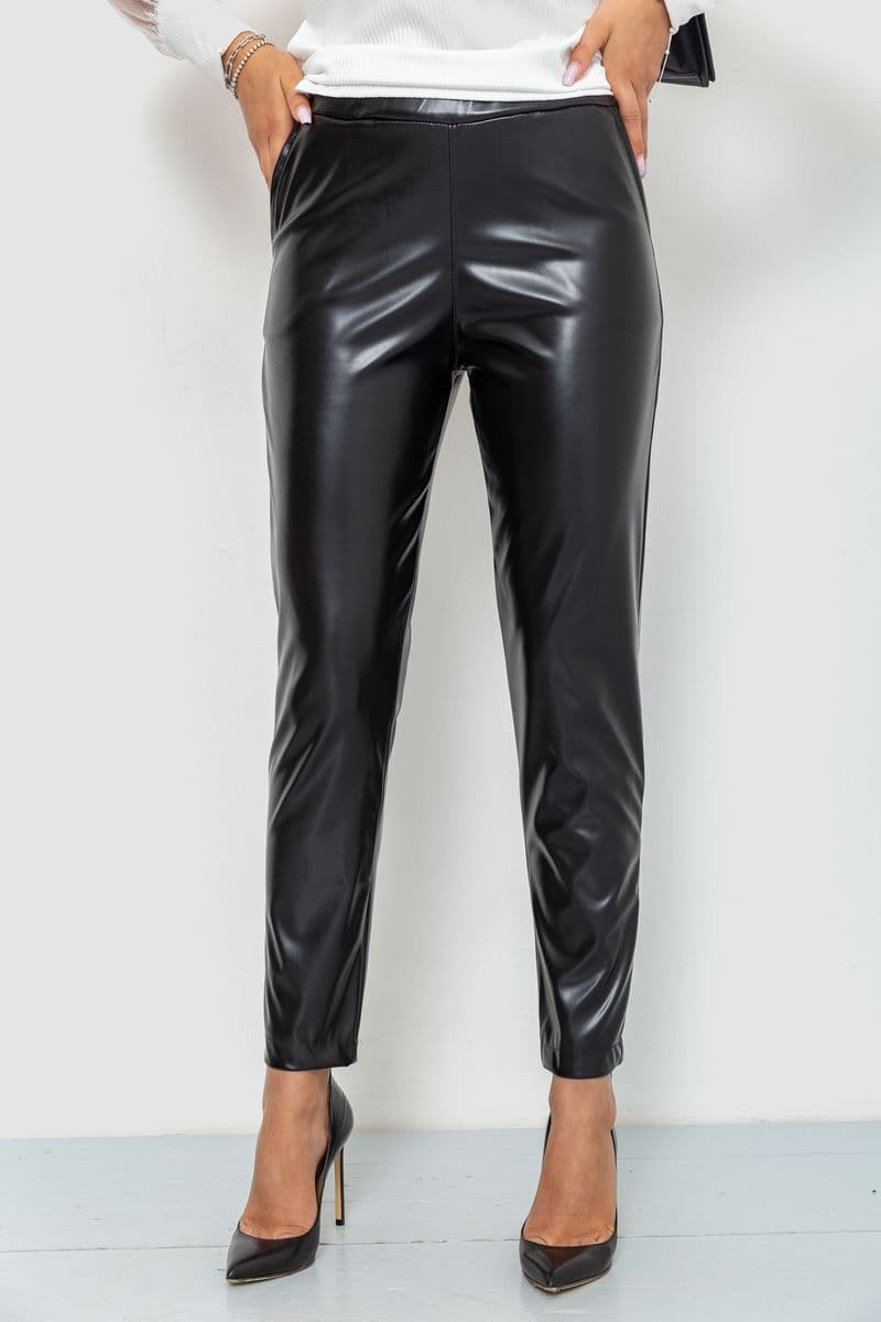 Лосини жіночі з екошкіри, колір чорний, 214R2031 - зображення 1