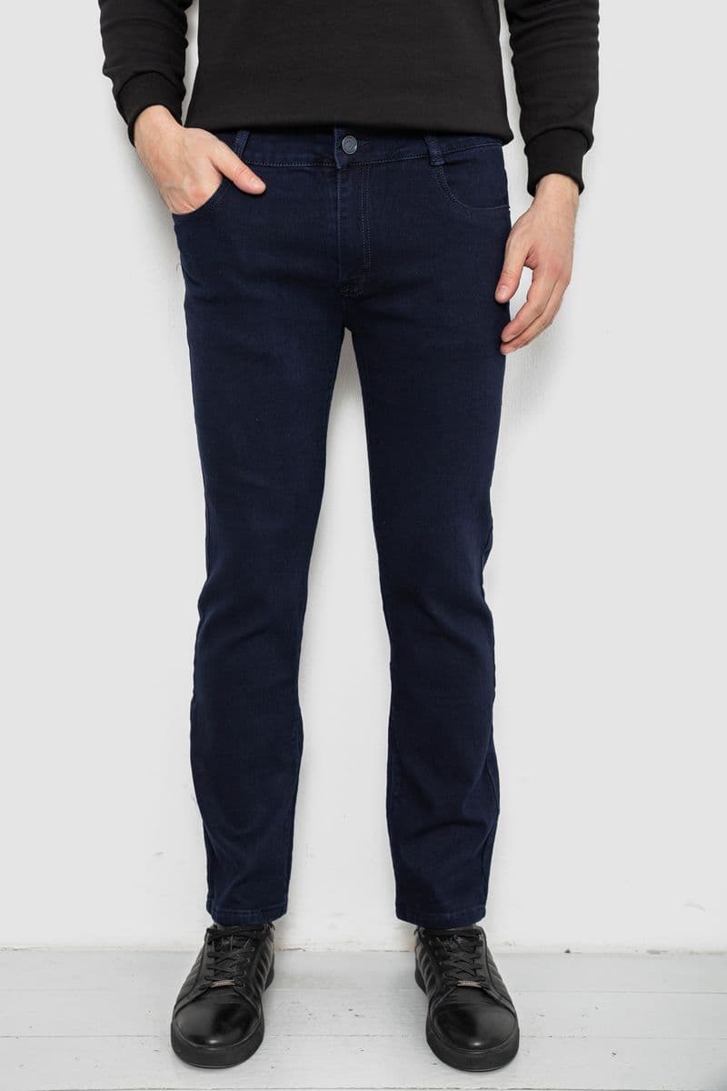 Джинси чоловічі однотонні Straight, колір синій, 244R1049-1 - зображення 1
