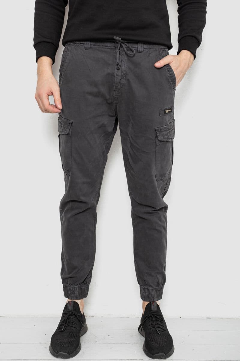 Штани чоловічі однотонні, колір сірий, 244R1693 - зображення 1