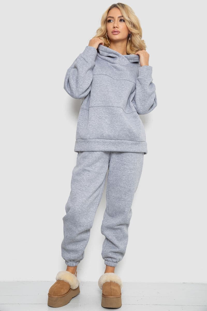 Спортивний костюм жіночий на флісі, колір світло-сірий, 247R10765-1 - зображення 1