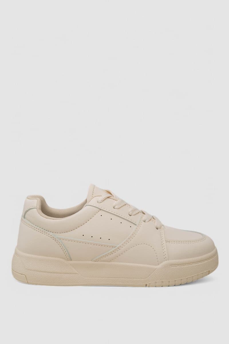 Кеди жіночі однотонні, колір бежевий, 248RAD170 - зображення 1