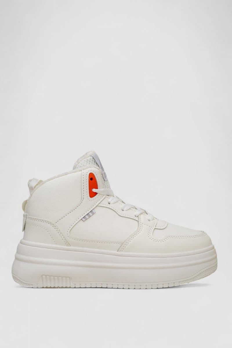 Кросівки жіночі зимові на хутрі, колір біло-помаранчевий, 248RAM09 - зображення 1