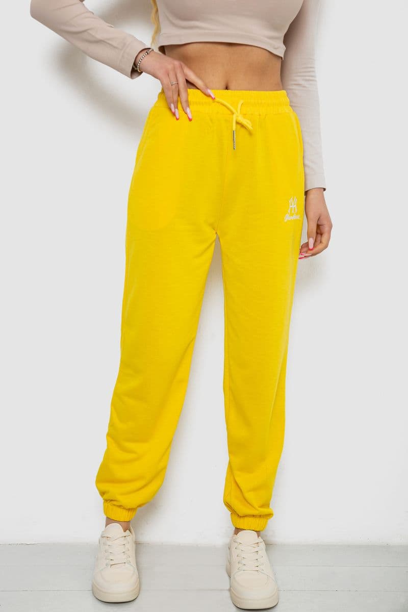 Спортивні штани жіночі, колір жовтий, 238RJH019 - зображення 1