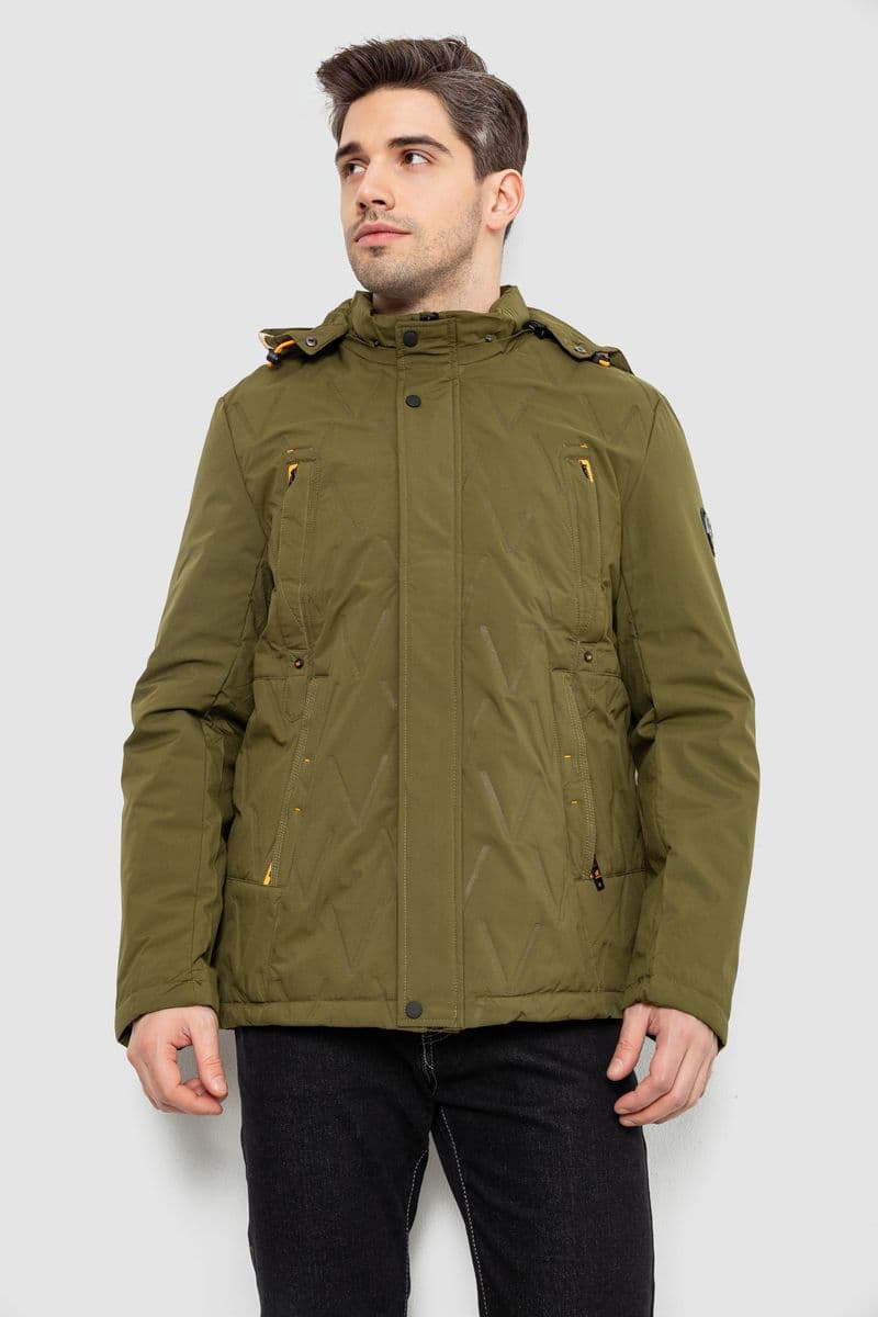 Куртка чоловіча демісезонна з капюшоном, колір хакі, 244RL9159AL - зображення 1