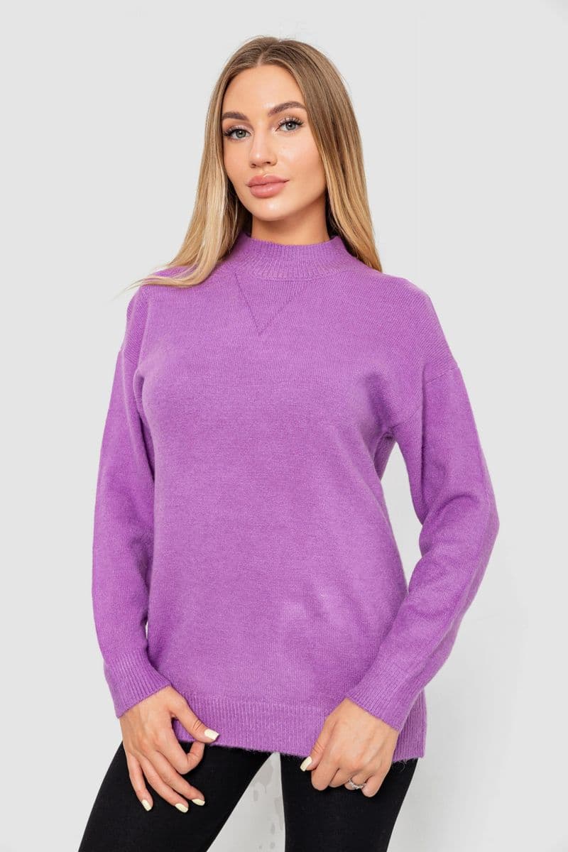 Светр жіночий вовняний, колір бузковий, 244R0390 - зображення 1