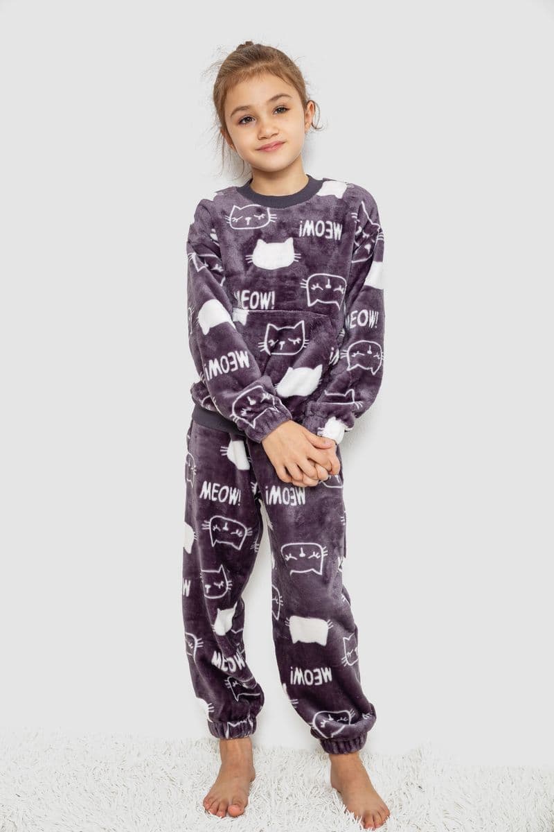 Піжама дитяча плюшева унісекс, колір сіро-білий, 102R1538 - зображення 1