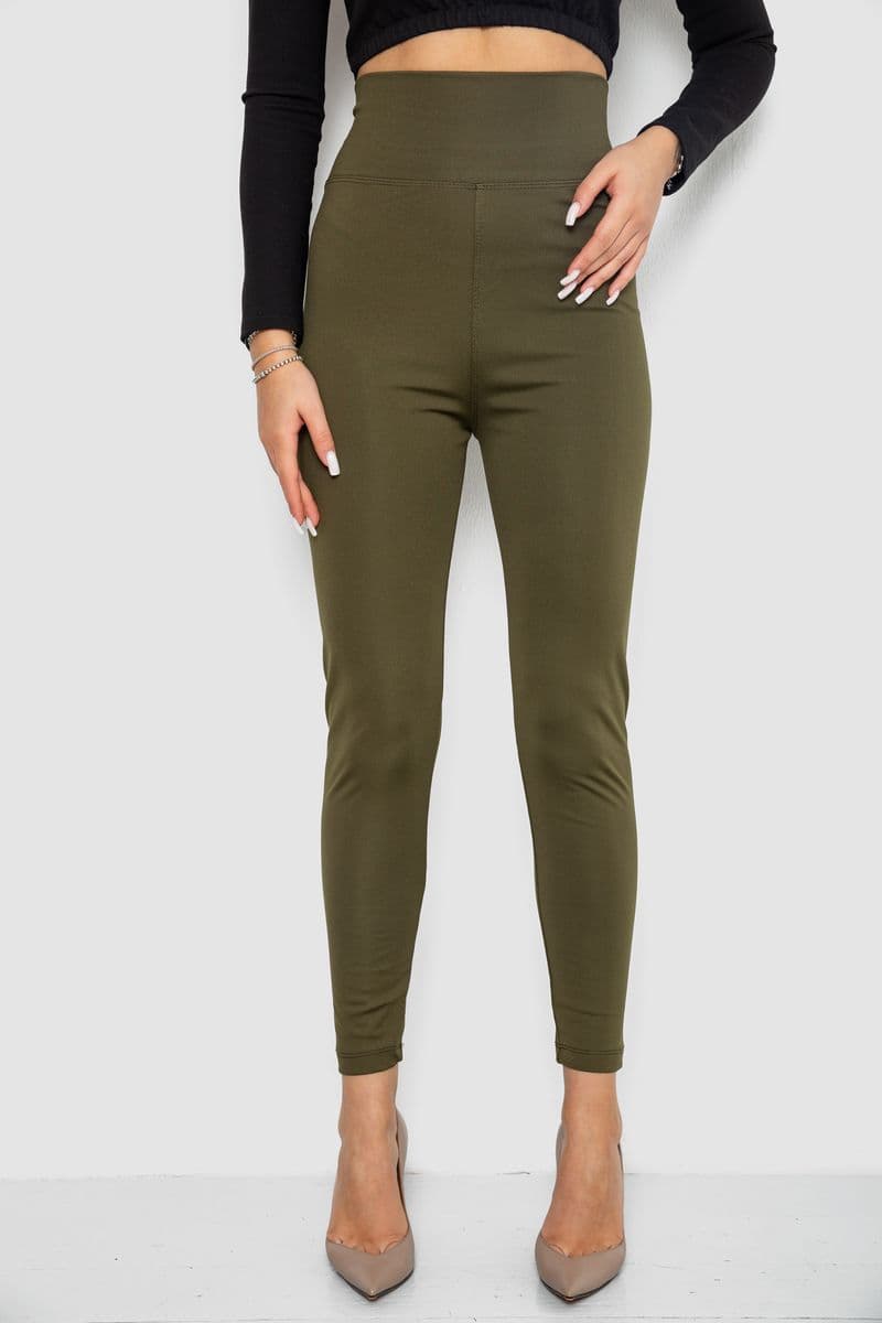 Лосини утеплені на флісі, колір хакі, 243R053 - зображення 1