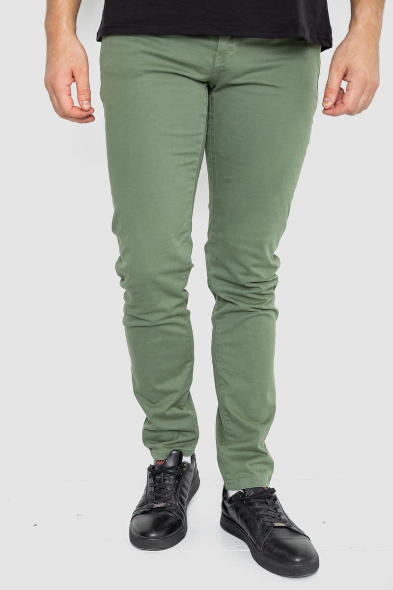 Джинси чоловічі однотонні, колір хакі, 247R6301 - зображення 1