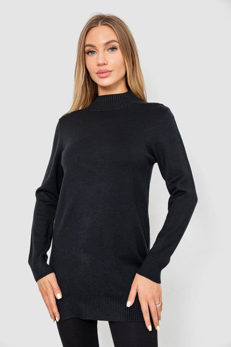 Светр жіночий однотонний, колір чорний, 244R5550 - зображення 1
