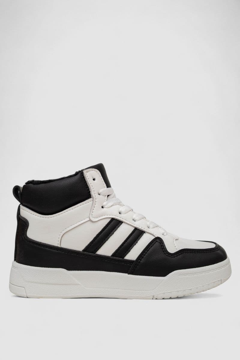 Кросівки жіночі зимові на хутрі, колір біло-чорний, 248RAD400 - зображення 1