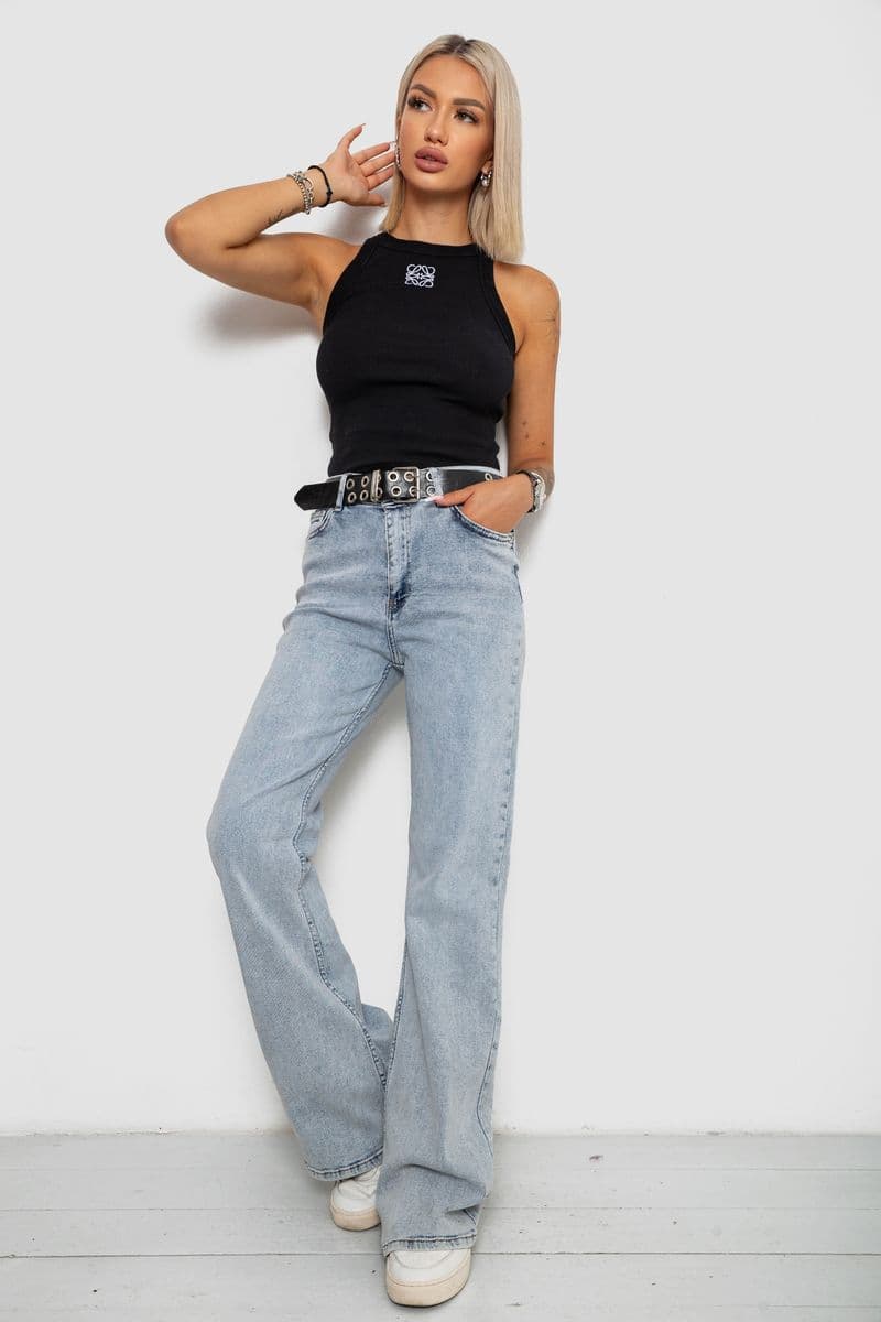 Джинси жіночі стрейчові, колір блакитний, 244R00643 - зображення 1