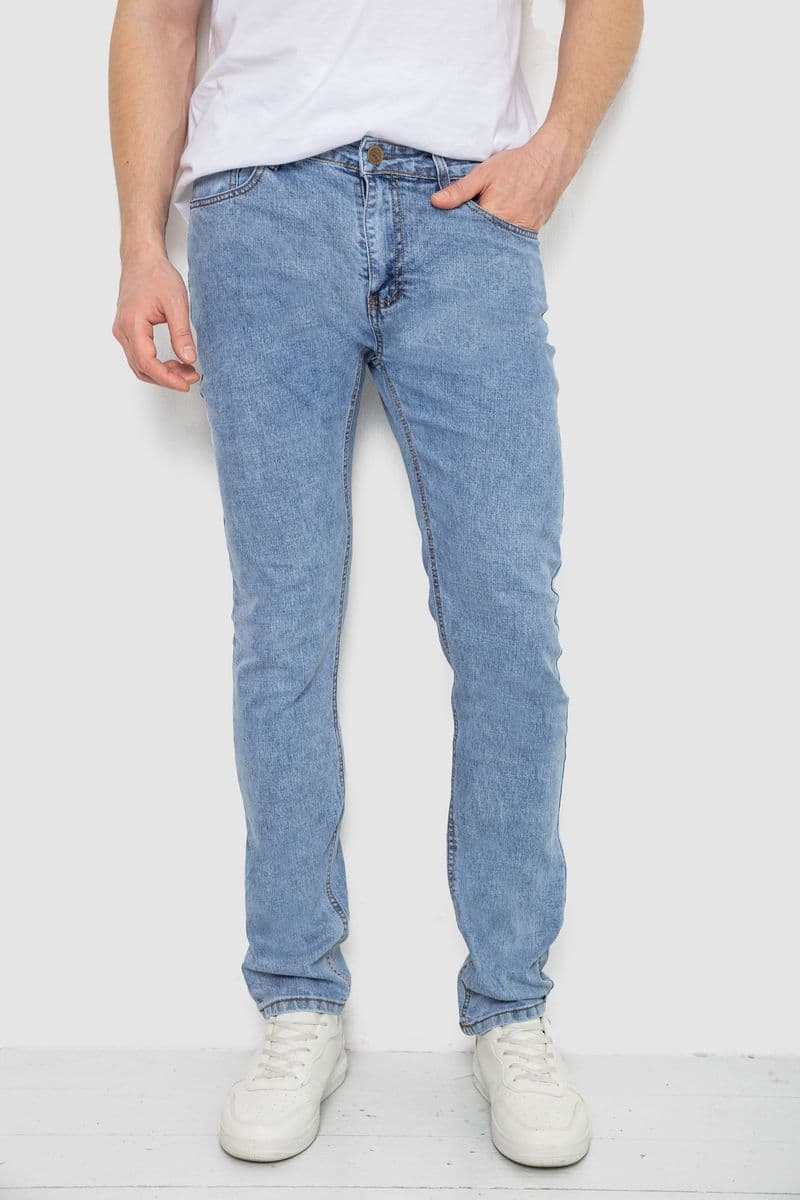 Джинси чоловічі однотонні, колір блакитний, 244R21-726 - зображення 1