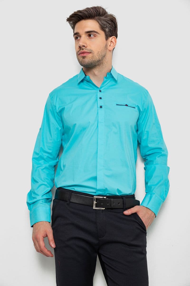 Сорочка чоловіча, колір бірюзовий, 214R7114 - зображення 1