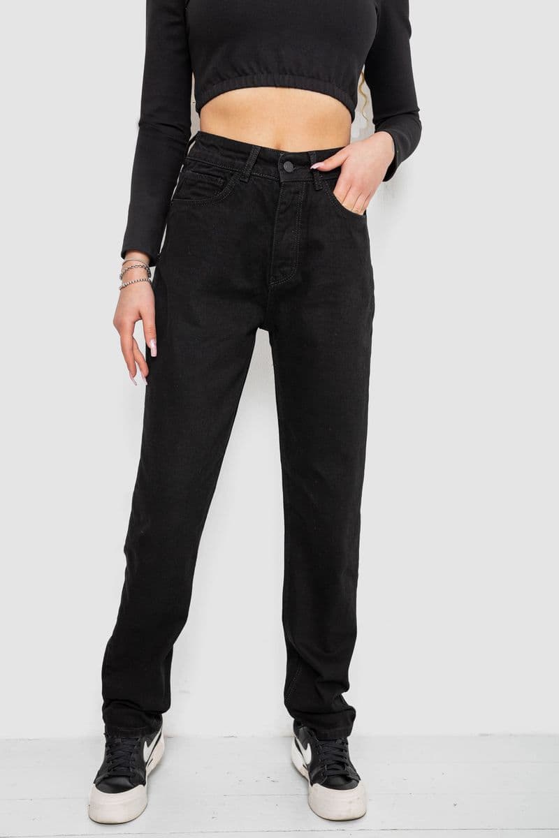 Джинси жіночі MOM, колір чорний, 244R1382 - зображення 1