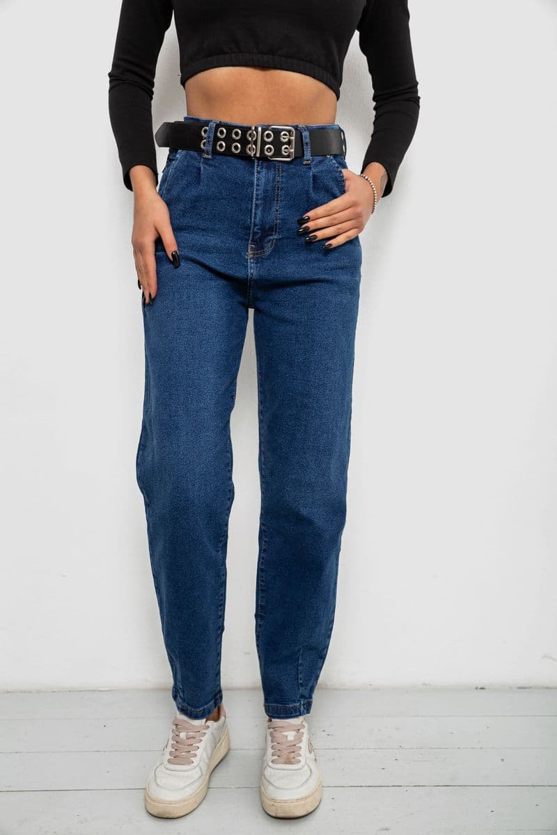 Джинси жіночі однотонні Balon, колір синій, 244R001113 - зображення 1