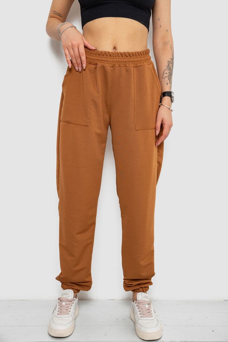 Спортивні штани жіночі, колір коричневий, 238R347-1 - зображення 1