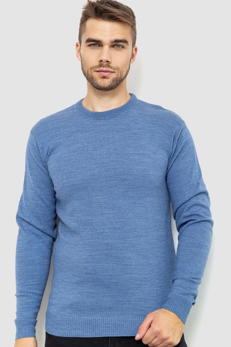Светр чоловічий однотонний, колір джинс, 161R1770-1 - зображення 1
