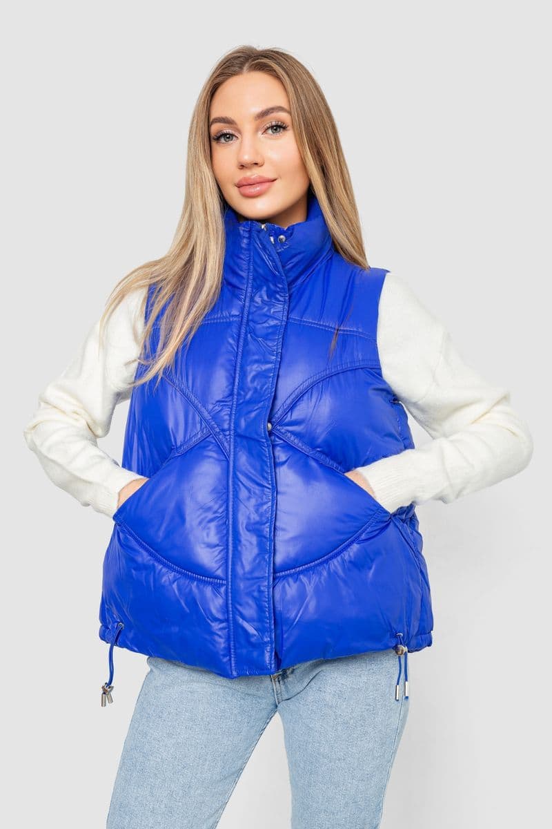 Жилетка жіноча однотонна, колір електрик, 244R915 - зображення 1