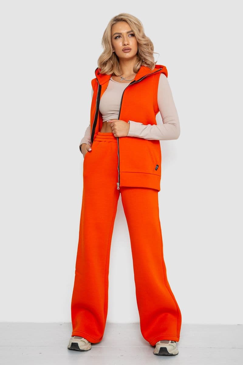 Костюм жіночий на флісі тринитка, колір помаранчевий, 102R7725 - зображення 1