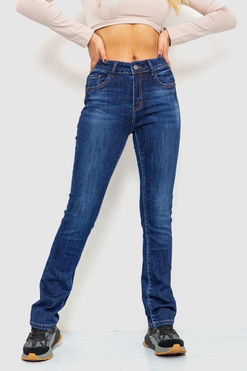 Джинси жіночі з потертостями, колір синій, 214R1416 - зображення 1