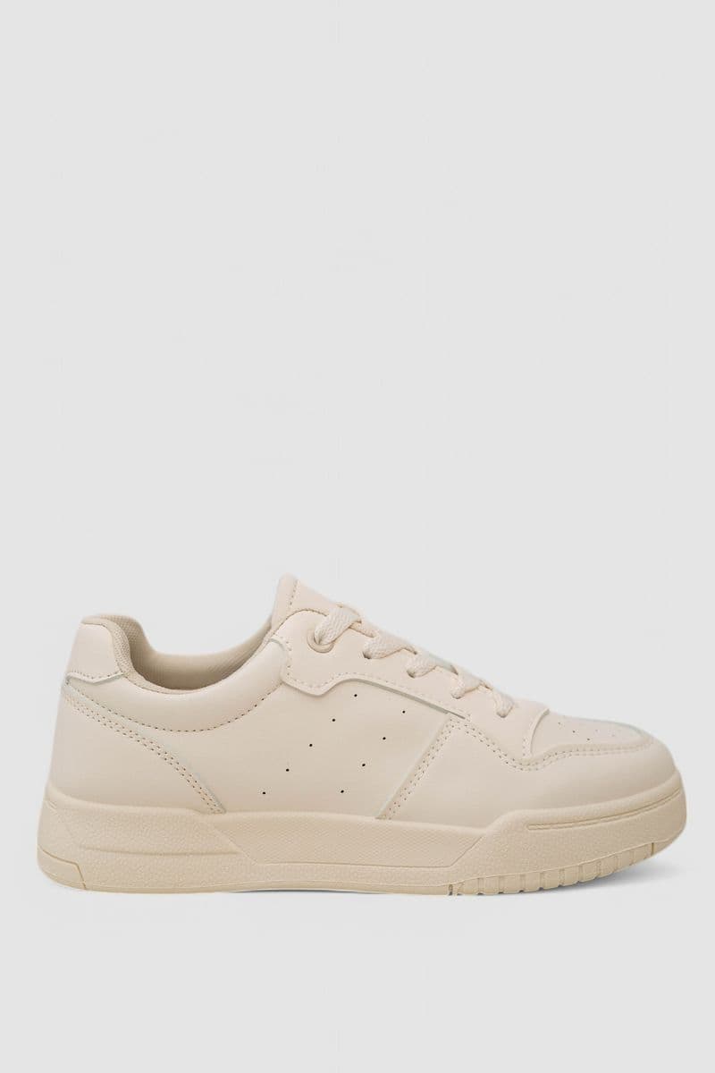 Кеди жіночі однотонні, колір бежевий, 248RAD130 - зображення 1