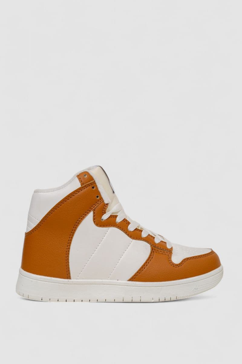 Кросівки жіночі зимові на хутрі, колір біло-коричневий, 248RH1060 - зображення 1