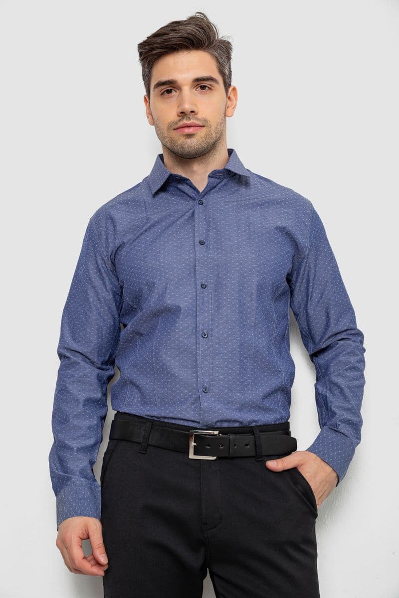 Сорочка чоловіча з довгим рукавом, колір джинс, 214R838 - зображення 1