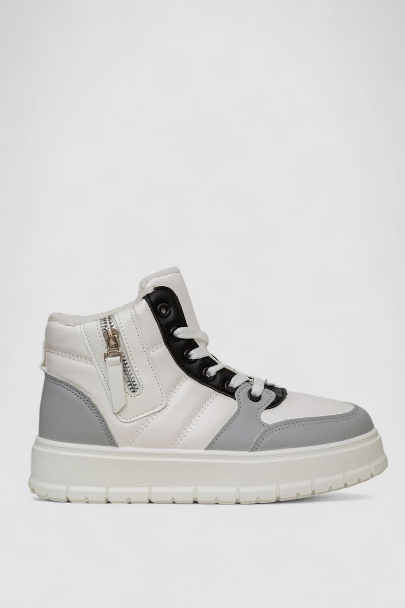 Кросівки жіночі зимові на хутрі, колір біло-чорний, 248RMB06 - зображення 1