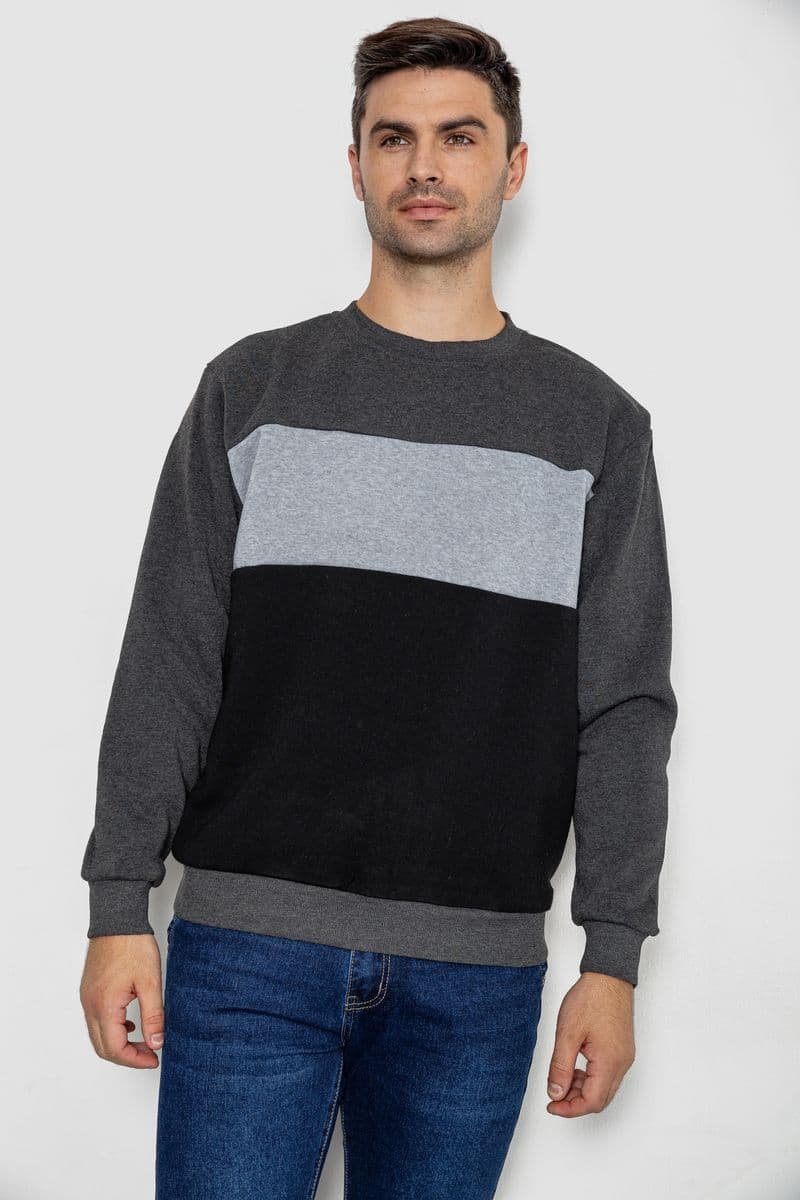 Батник чоловічий на флісі, колір темно-сірий, 244R2349 - зображення 1