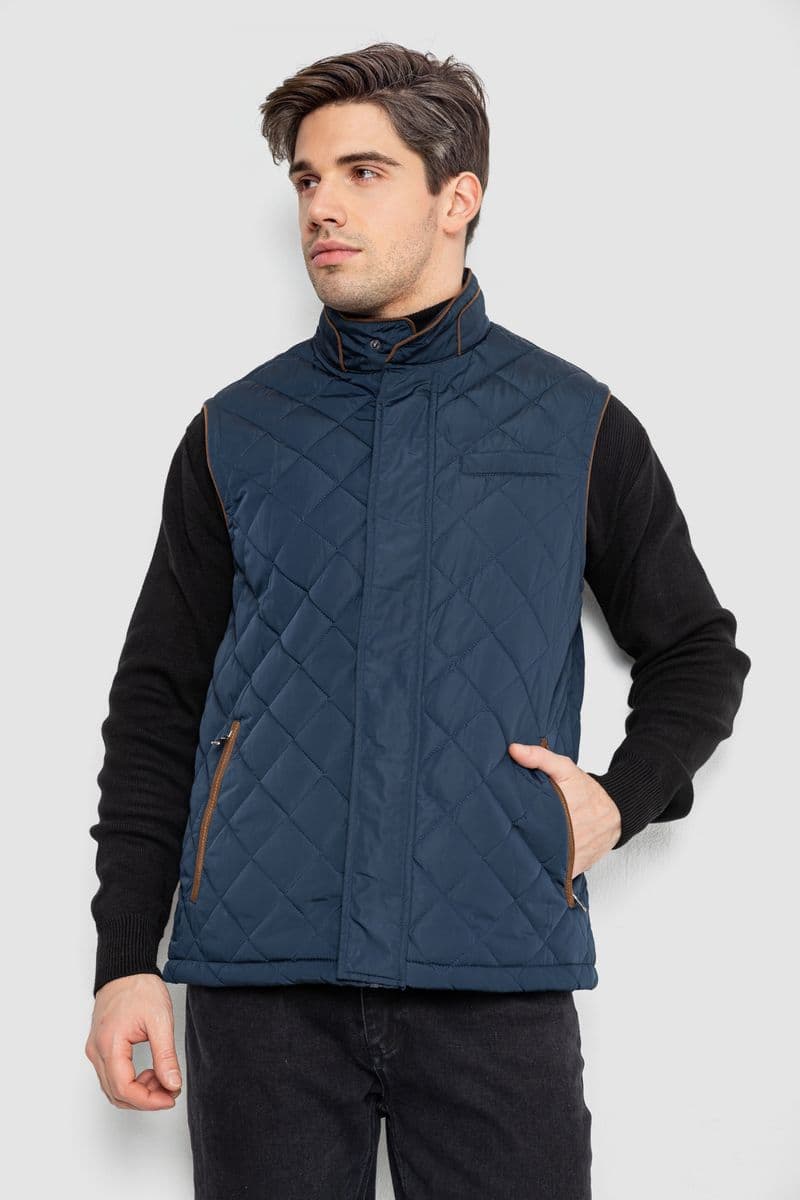Жилетка чоловіча демісезонна, колір темно-синій, 244RM5 - зображення 1