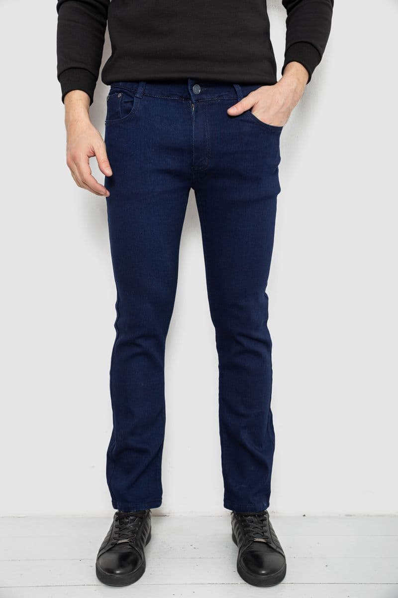Джинси чоловічі однотонні Straight, колір синій, 244R1050-1 - зображення 1