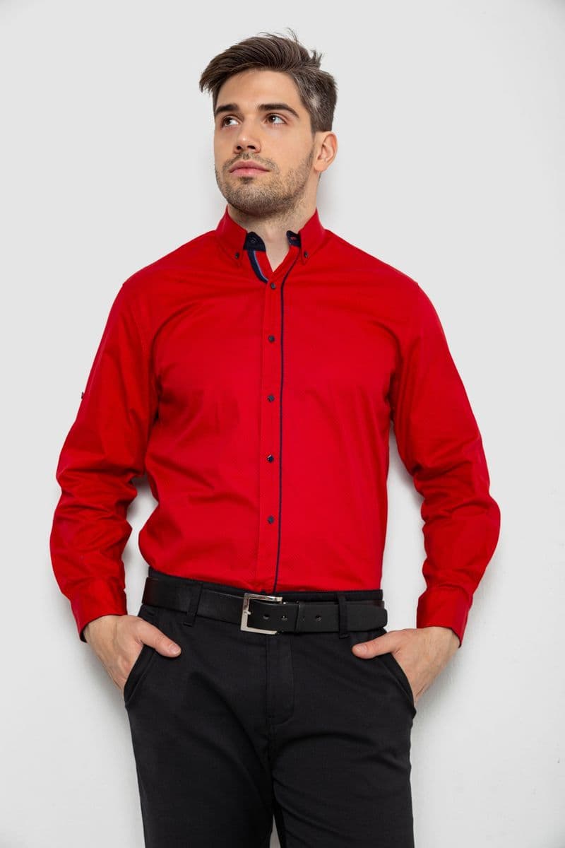 Сорочка чоловіча з принтом, колір червоний, 214R16111-1 - зображення 1