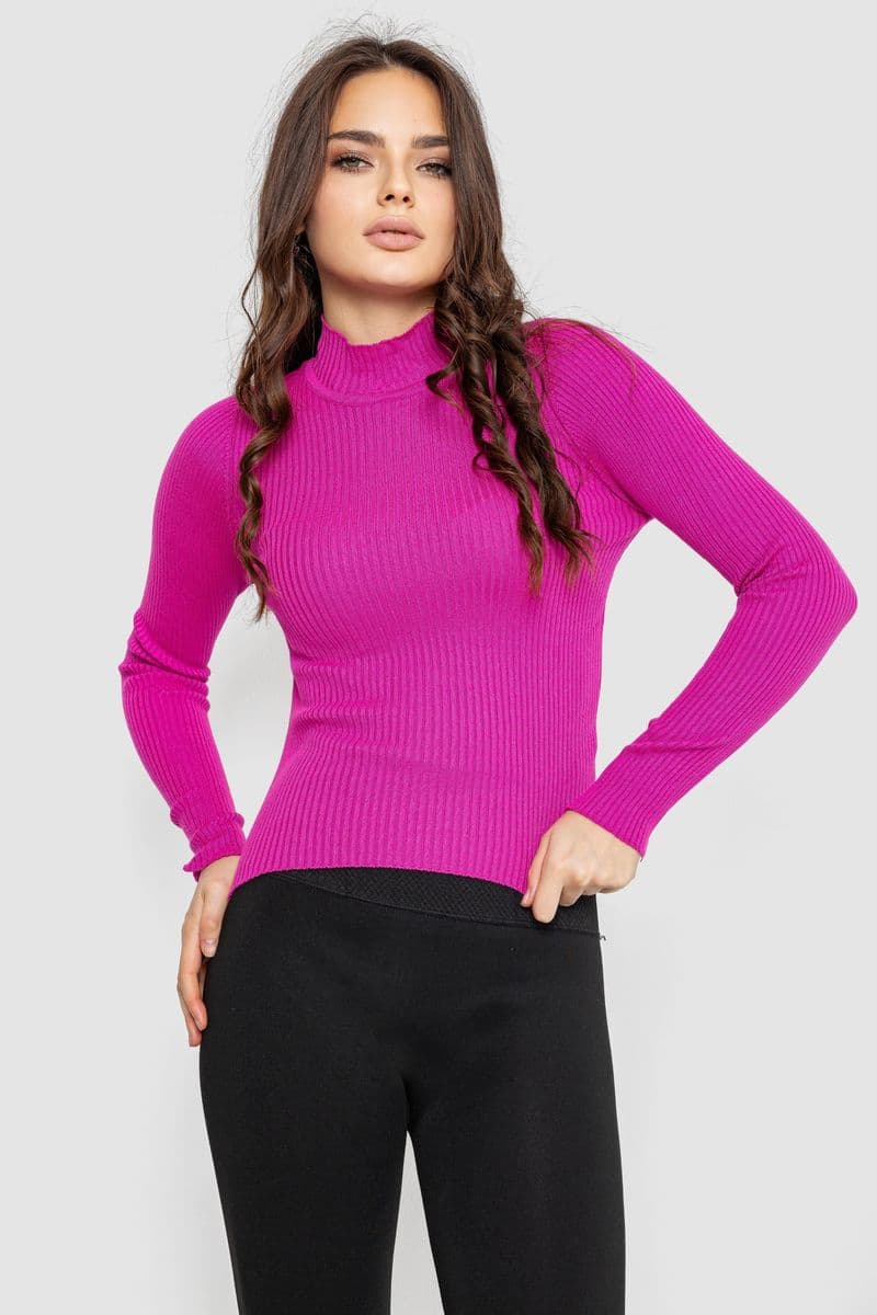 Водолазка жіноча в рубчик, колір фуксія, 214R91306 - зображення 1