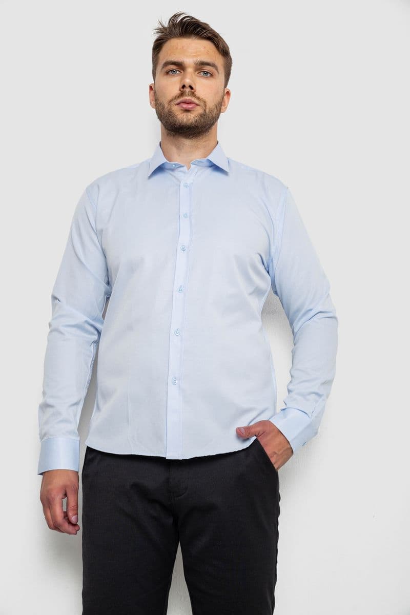 Сорочка чоловіча однотонна, колір блакитний, 214R816 - зображення 1