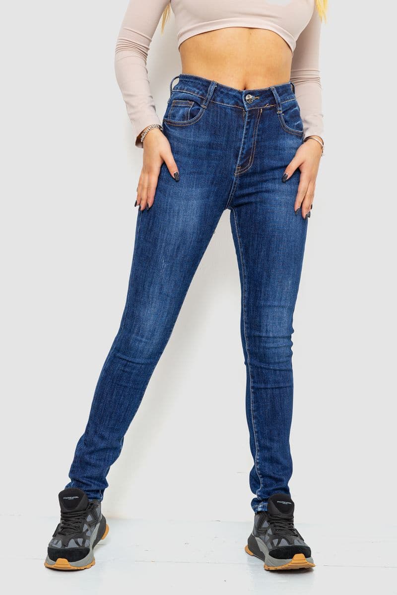 Джинси жіночі з потертостями, колір синій, 214R1413 - зображення 1