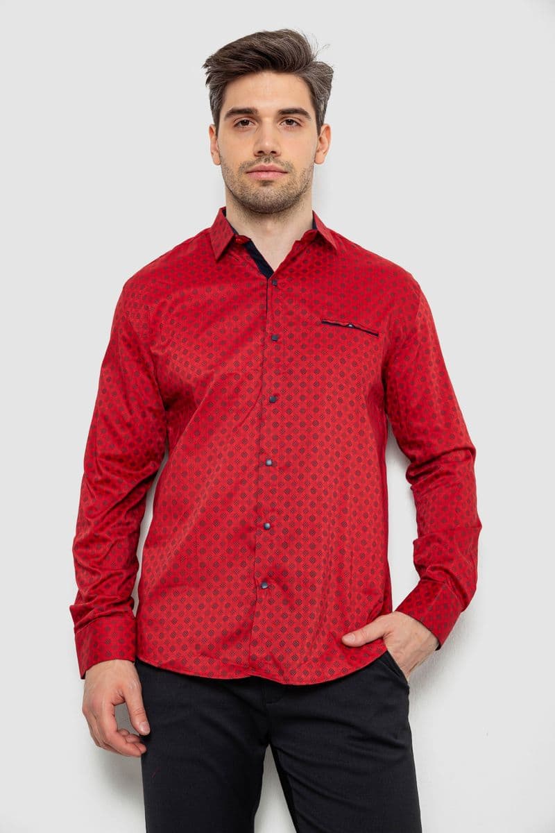 Сорочка чоловіча з принтом, колір червоний, 214R7166 - зображення 1