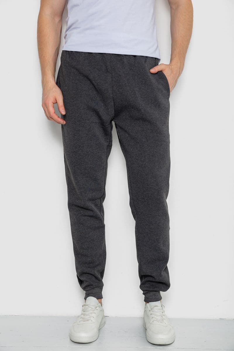 Спортивні штани чоловічі на флісі, колір темно-сірий, 244ROP09 - зображення 1