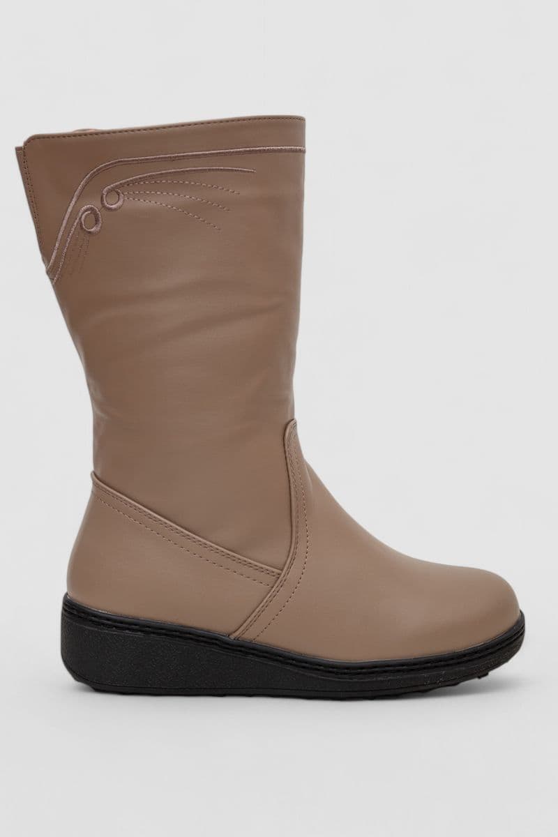 Чоботи жіночі зимові на хутрі, колір бежевий, 243RY2001 - зображення 1