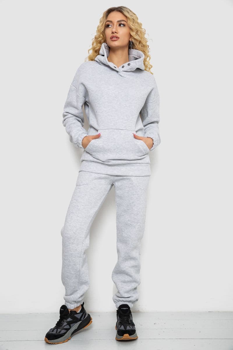Спортивний костюм жіночий на флісі, колір світло-сірий, 102R7711 - зображення 1