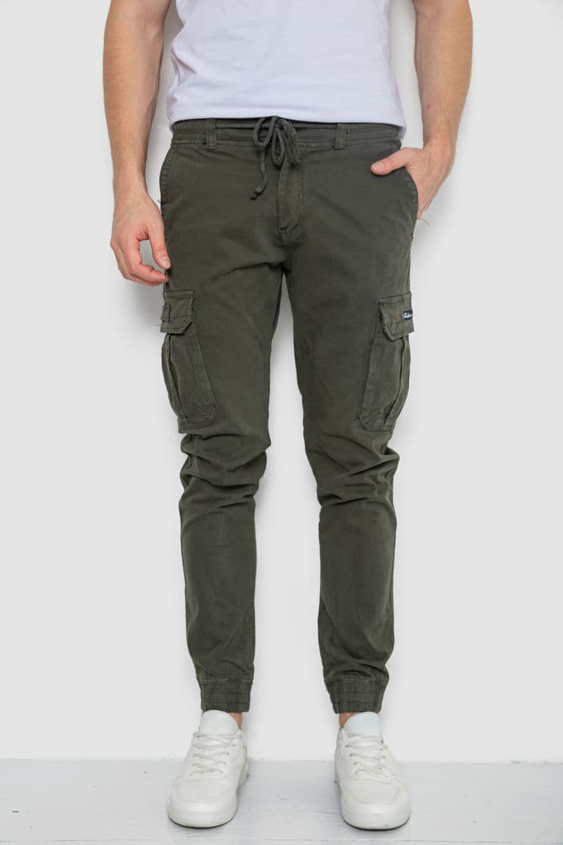 Брюки карго чоловічі на резинці, колір хакі, 244R1643 - зображення 1