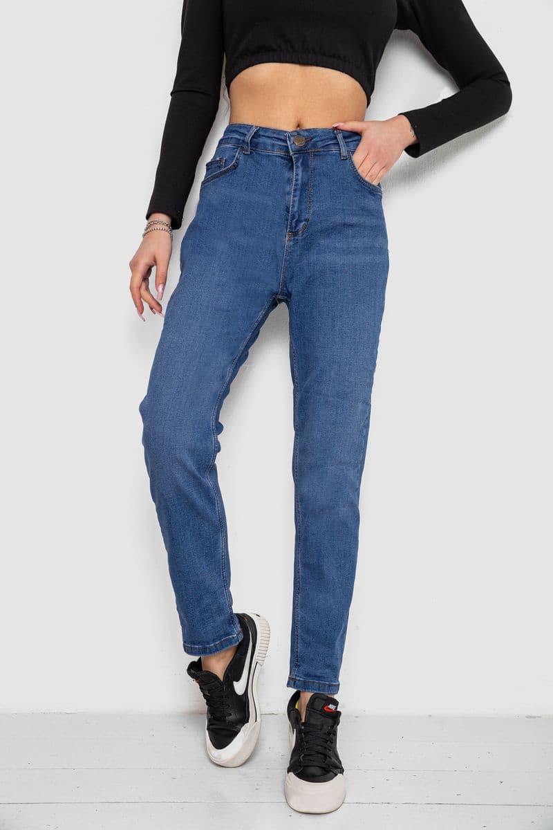 Джинси жіночі однотонні, колір синій, 244R5219 - зображення 1