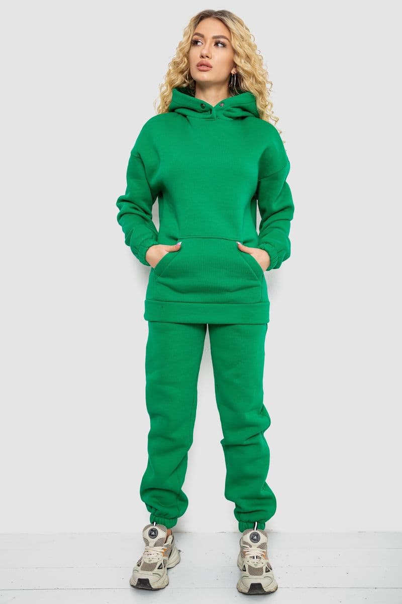 Спортивний костюм жіночий на флісі, колір зелений, 102R7711 - зображення 1