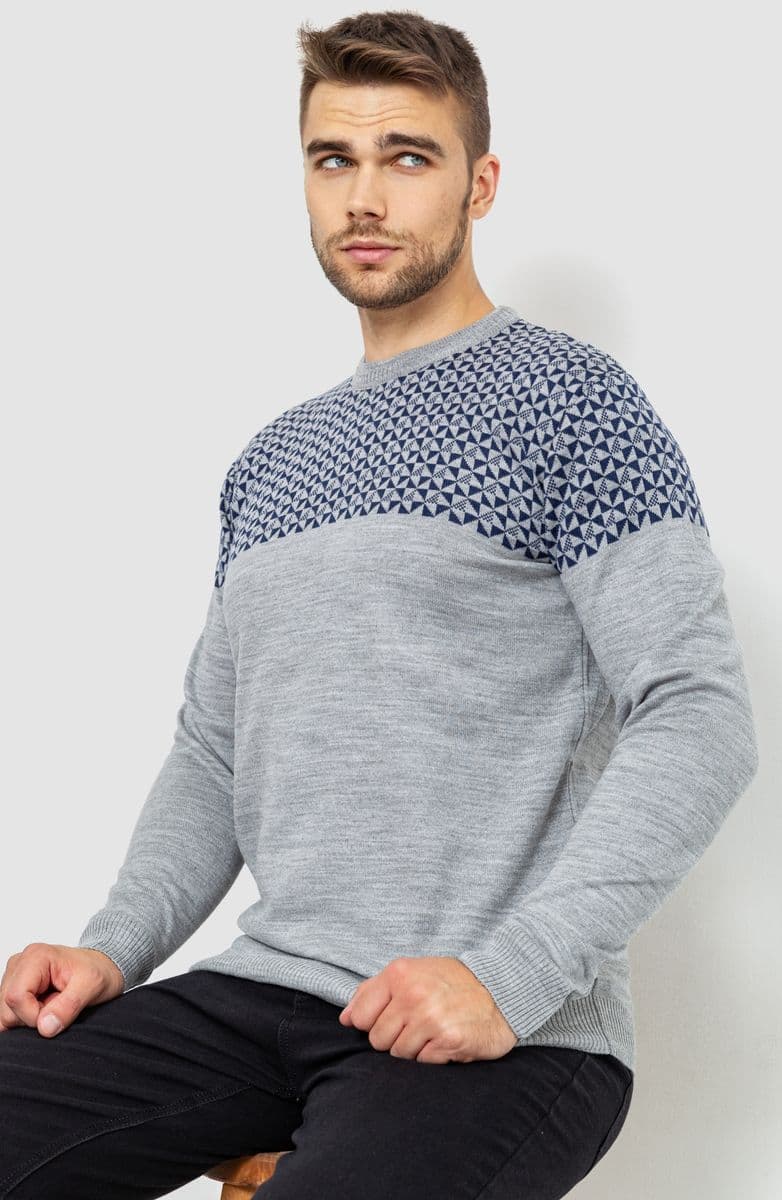 Светр чоловічий, колір сіро-синій, 161R898 - зображення 1