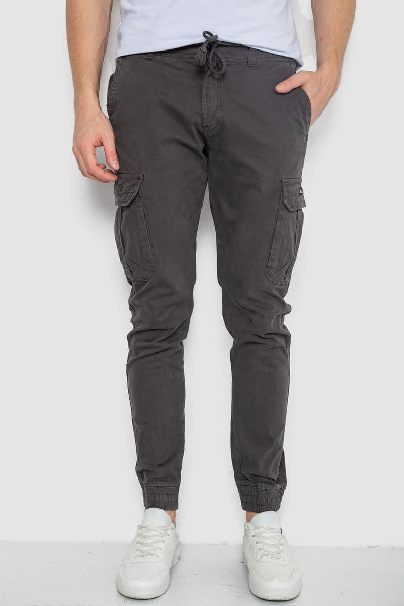 Брюки карго чоловічі на резинці, колір темно-сірий, 244R1643 - зображення 1