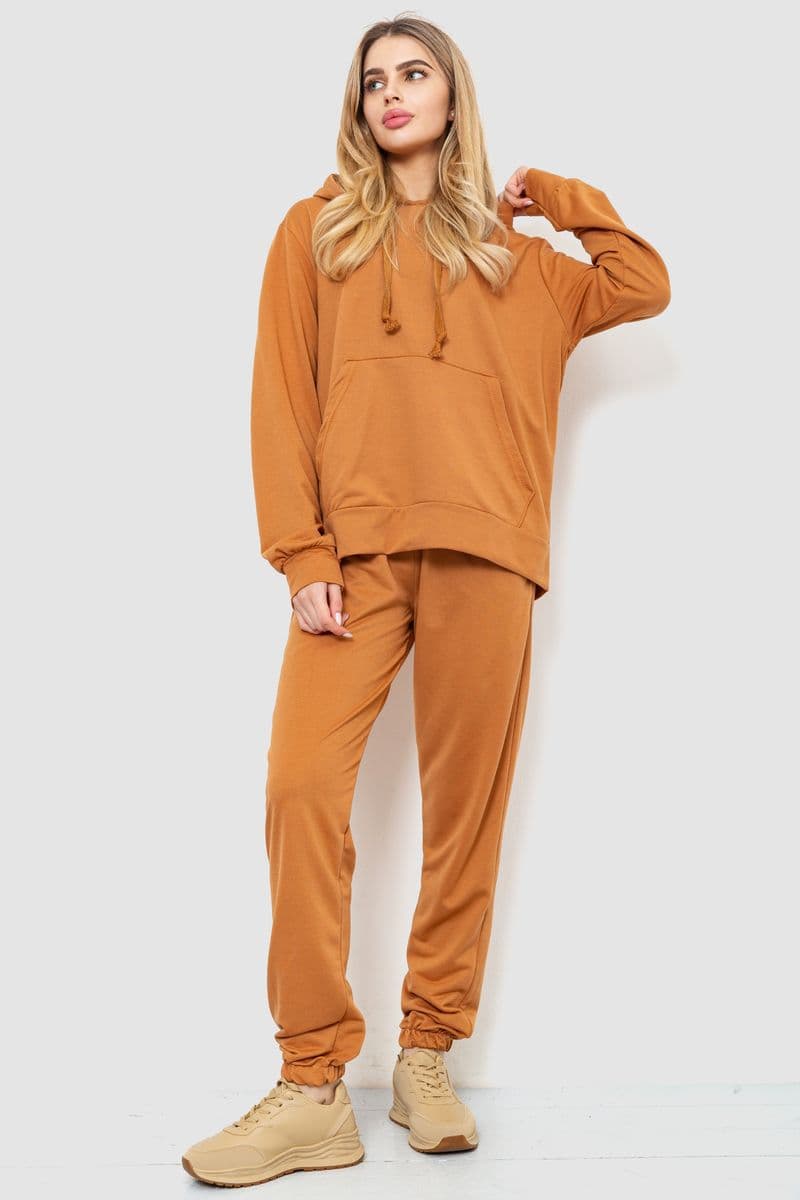 Спорт костюм жіночий двонитка, колір коричневий, 244R009 - зображення 1