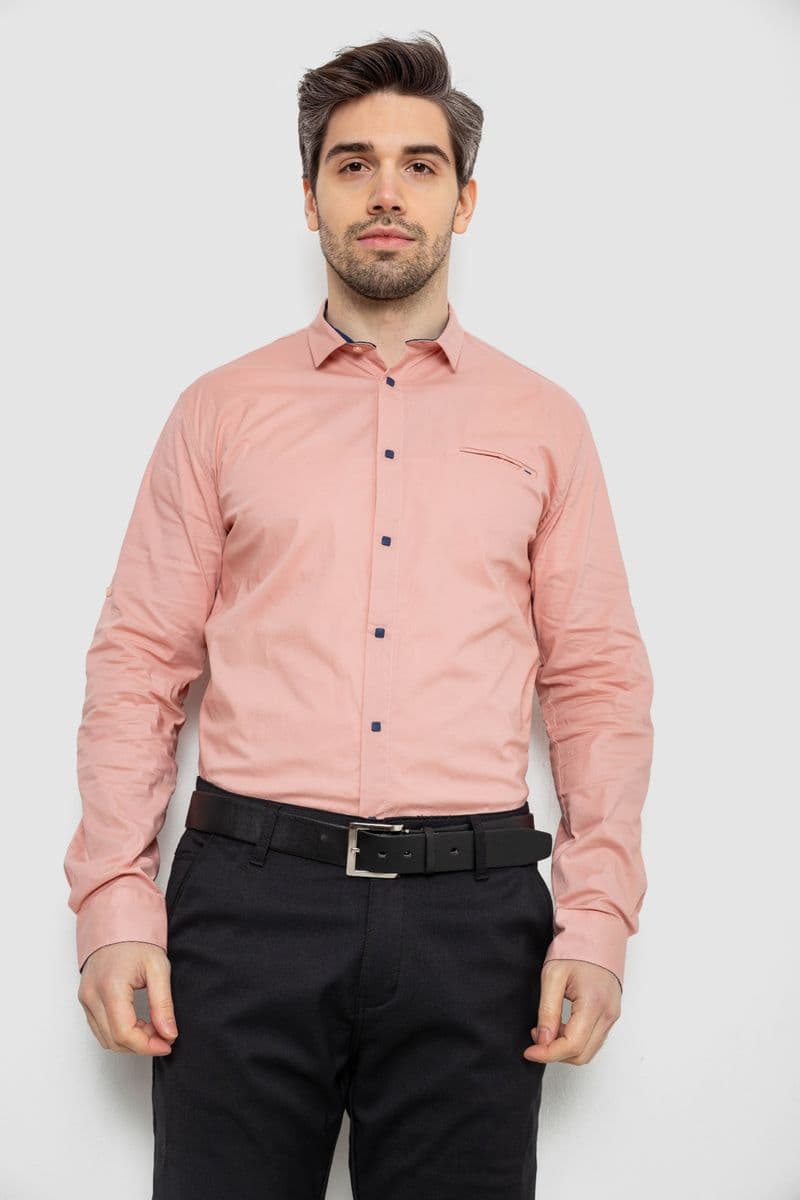 Сорочка чоловіча однотонна, колір пудровий, 186R2072 - зображення 1