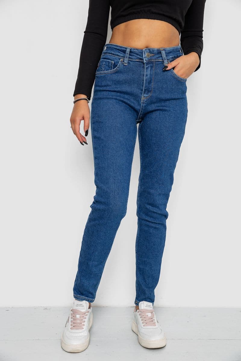 Джинси жіночі Mom-fit стрейч, колір синій, 244R1132 - зображення 1