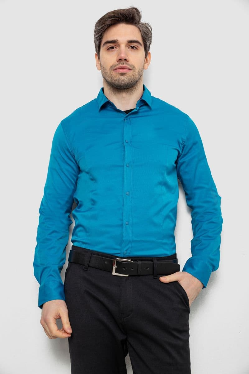 Сорочка чоловіча однотонна, колір бірюзовий, 186R6917 - зображення 1