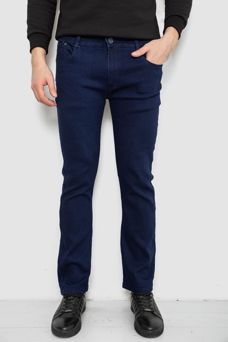 Джинси чоловічі однотонні Straight, колір синій, 244R1051-1 - зображення 1