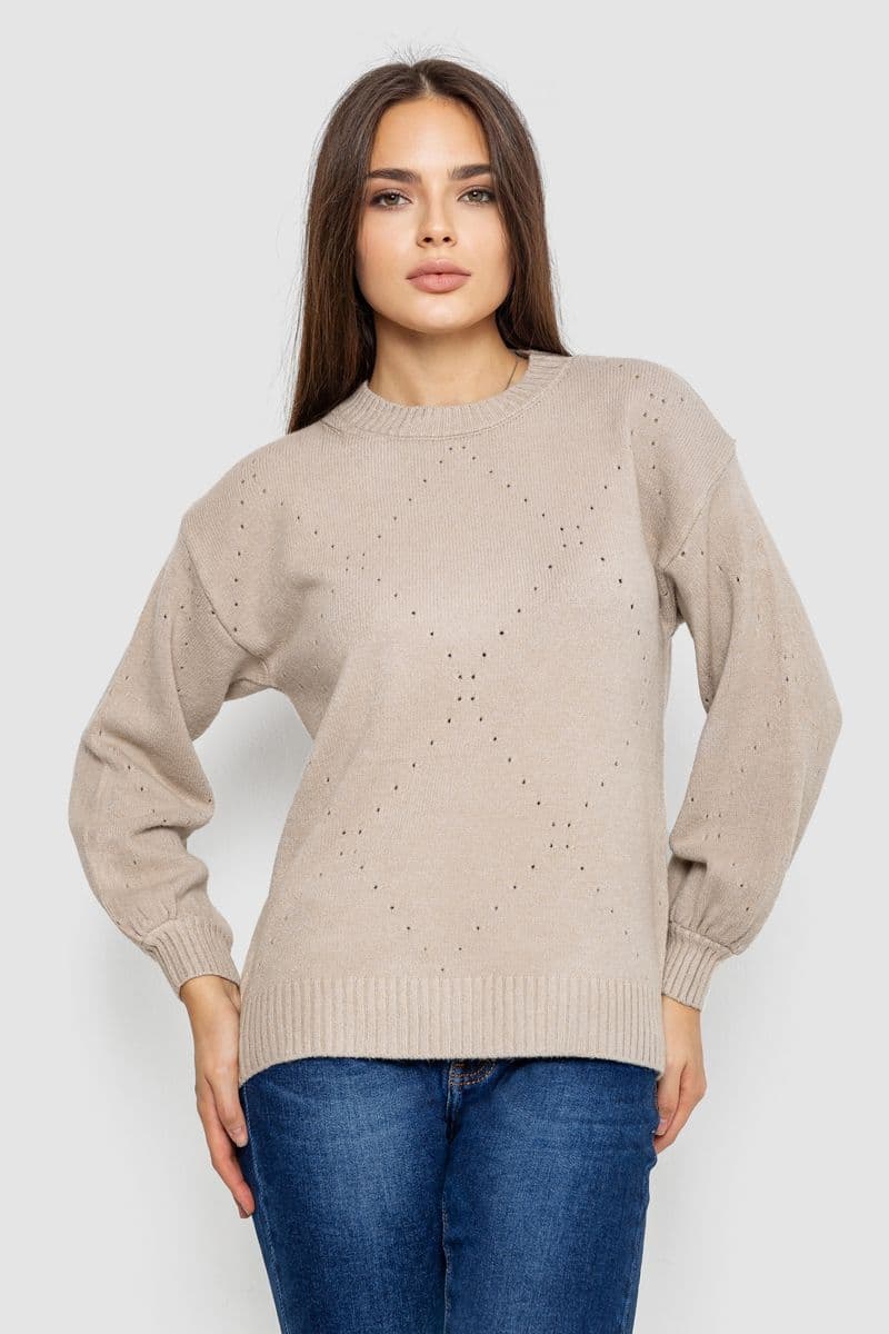 Светр жіночий, колір бежевий, 244R2026-8 - зображення 1